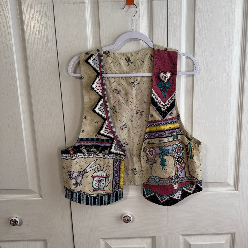 Handmade 90s sewing open front vest